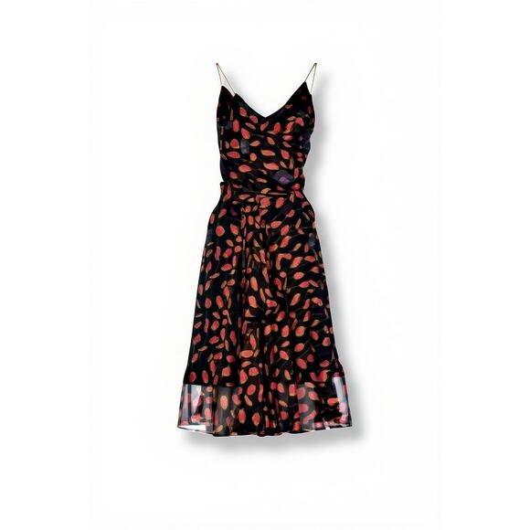 Diane von Furstenberg Silk Beaded Midi Dress – Size 8 – Black Multicolor - Picture 1 of 11